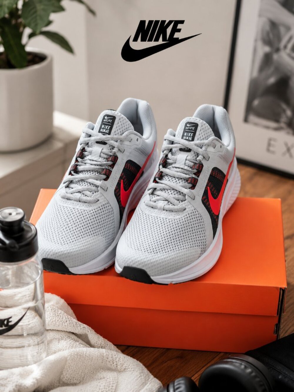 Nike Run Swift 2 Mens Running Shoes Size 13 Pure Platinum Chile Red CU3517-006